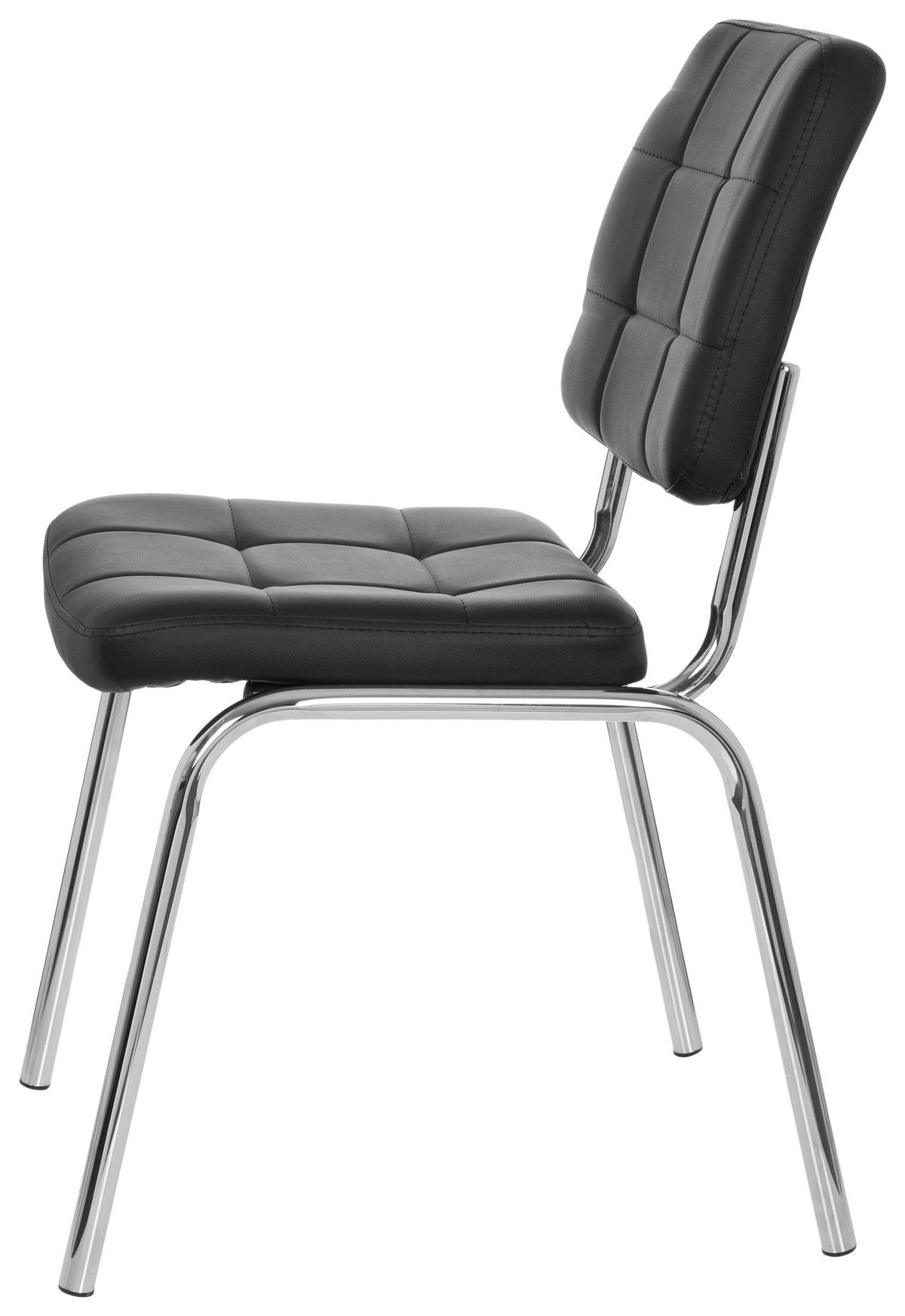 Konferenčni Stol Piceno V, Črna - barve kroma/črna, Moderno, kovina/tekstil (46/87/50cm) - MID.YOU