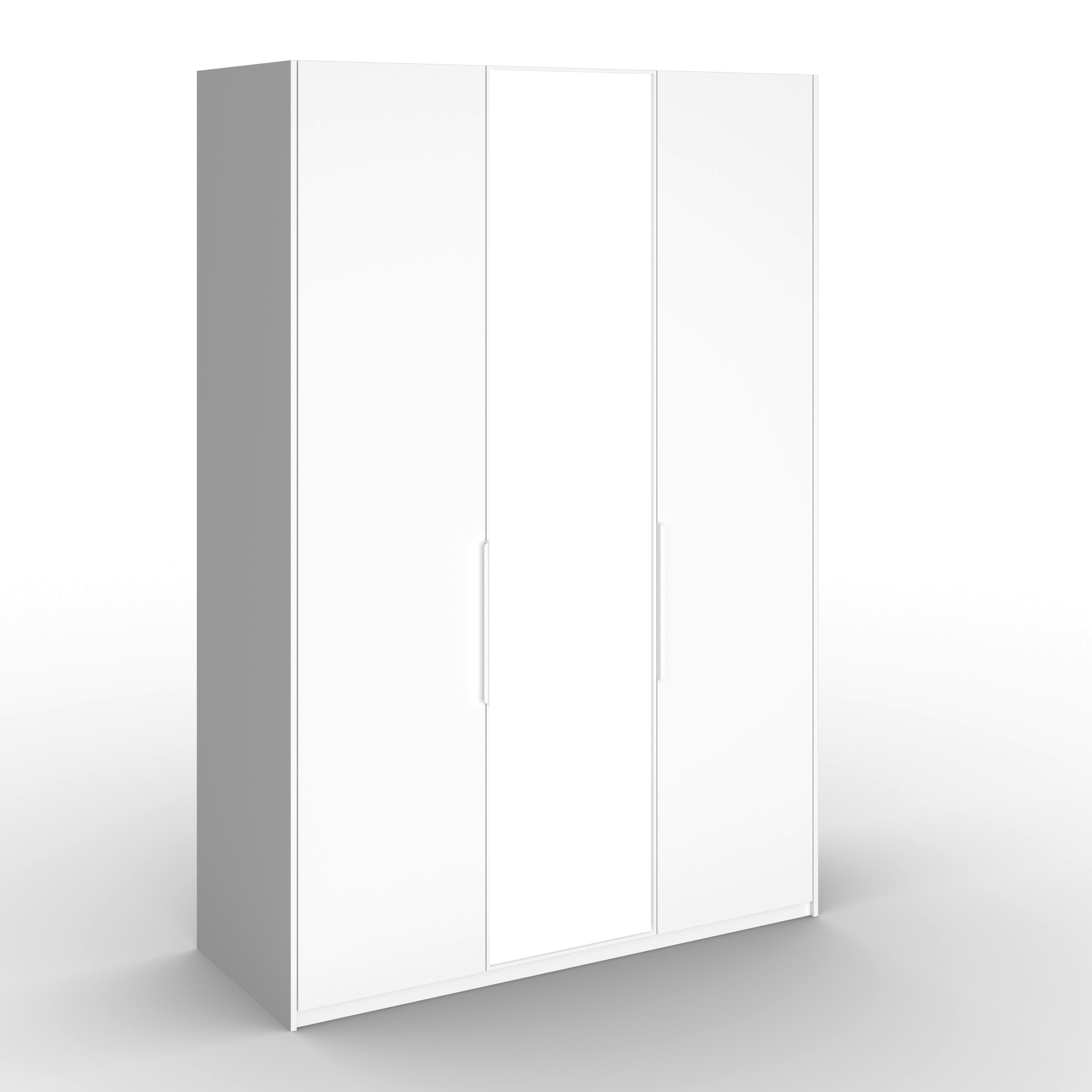 Drehtürenschrank Alex Weiß ca. 151x223x60 cm - Weiß, MODERN, Glas/Holzwerkstoff (151/223/60cm) - Bessagi Home