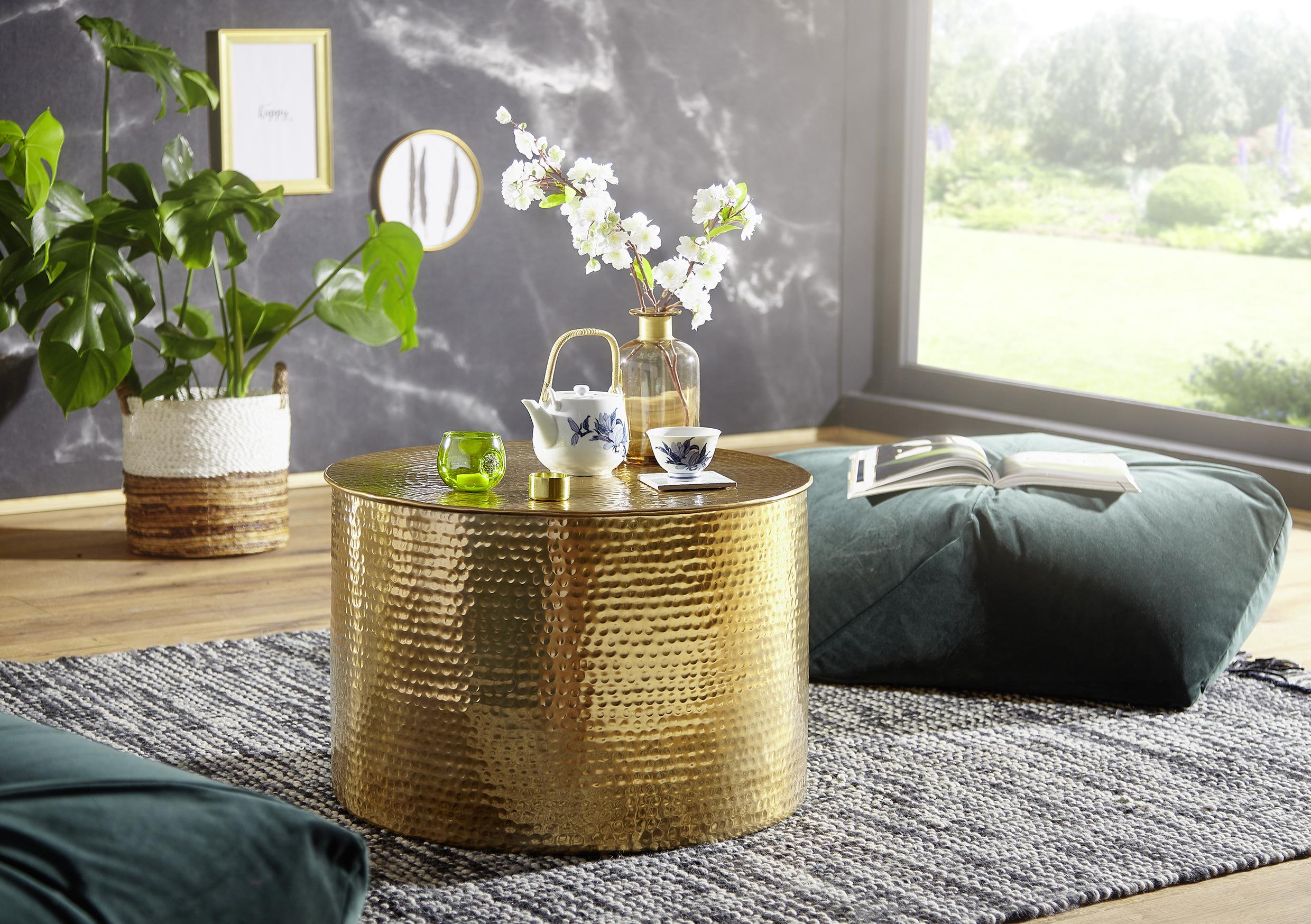 Couchtisch Rahi in Gold Rund - Goldfarben, LIFESTYLE, Metall (61/61/40,5cm) - MID.YOU