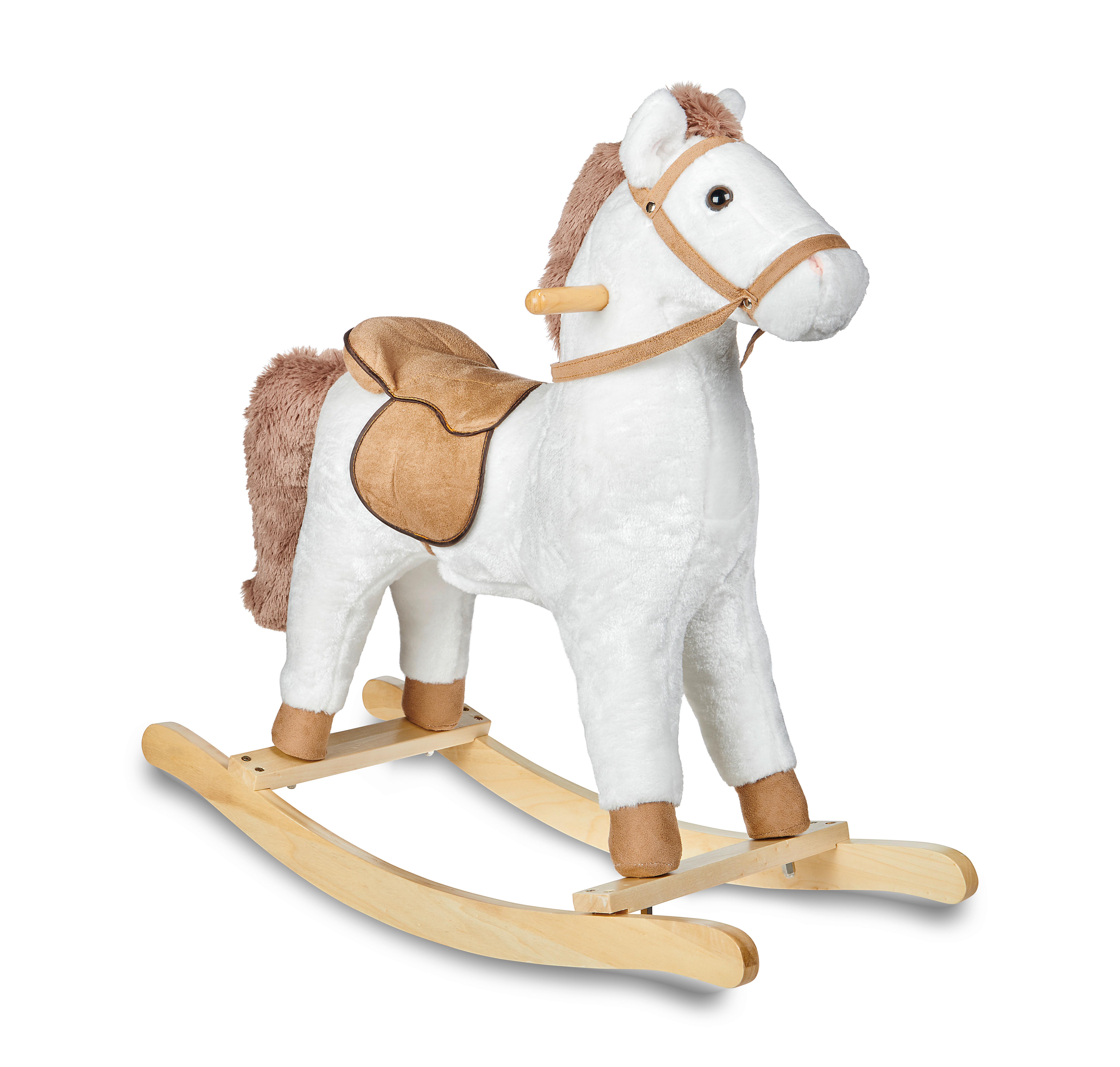 KONIK NA BIEGUNACH SNOWY - biały/jasnobrązowy, Basics, metal/drewno (74/30/64cm) - My Baby Lou