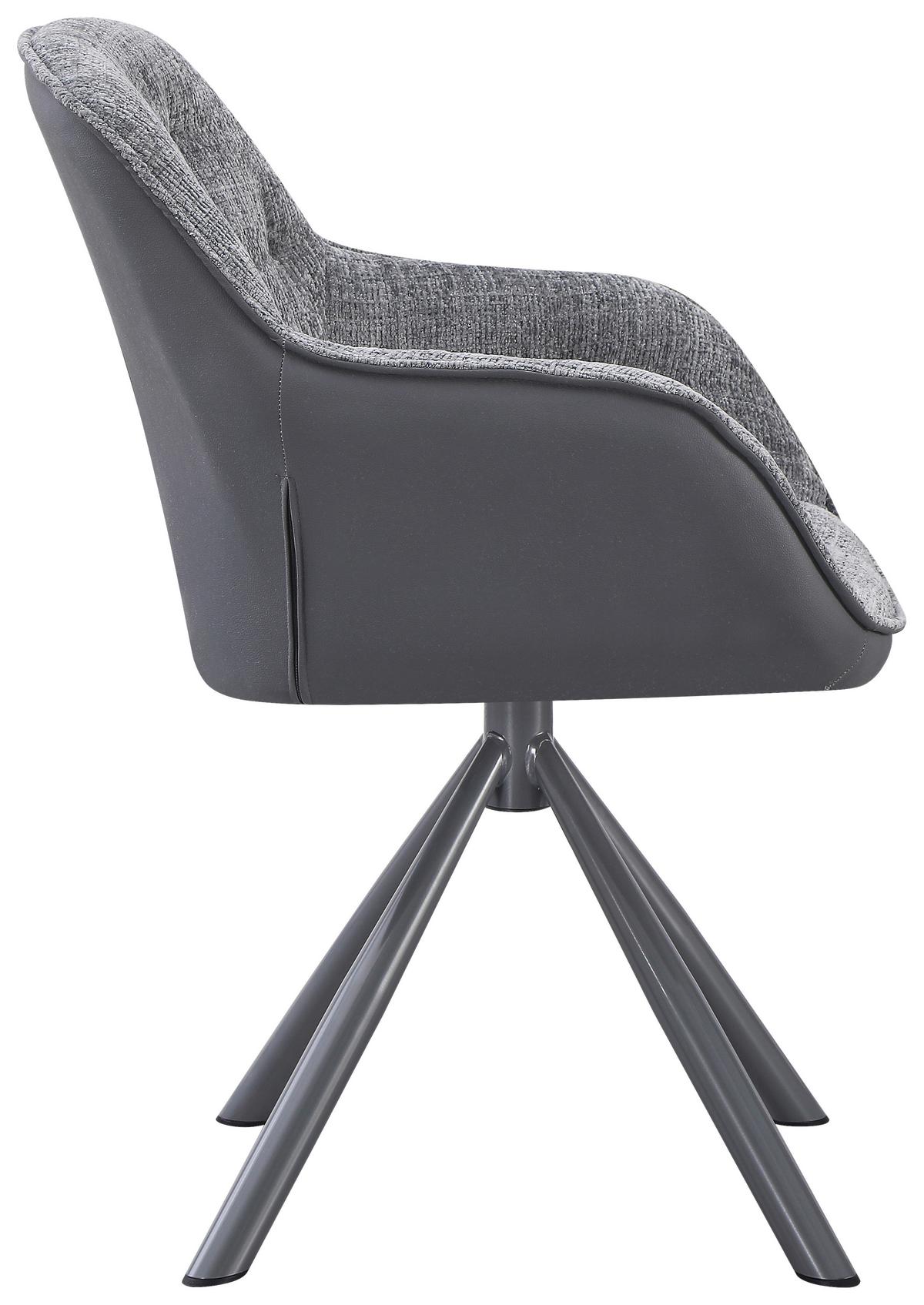 Armlehnstuhl Eileen Grau - Grau, MODERN, Textil/Metall (62/85/61cm) - Mömax
