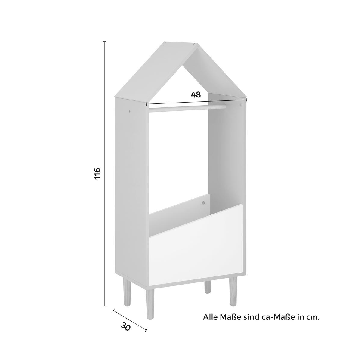 Kinderkleiderschrank Adelia Weiß/Grau ca. 48x116x30 cm - Weiß/Grau, MODERN (48/116/30cm) - Bessagi Kids