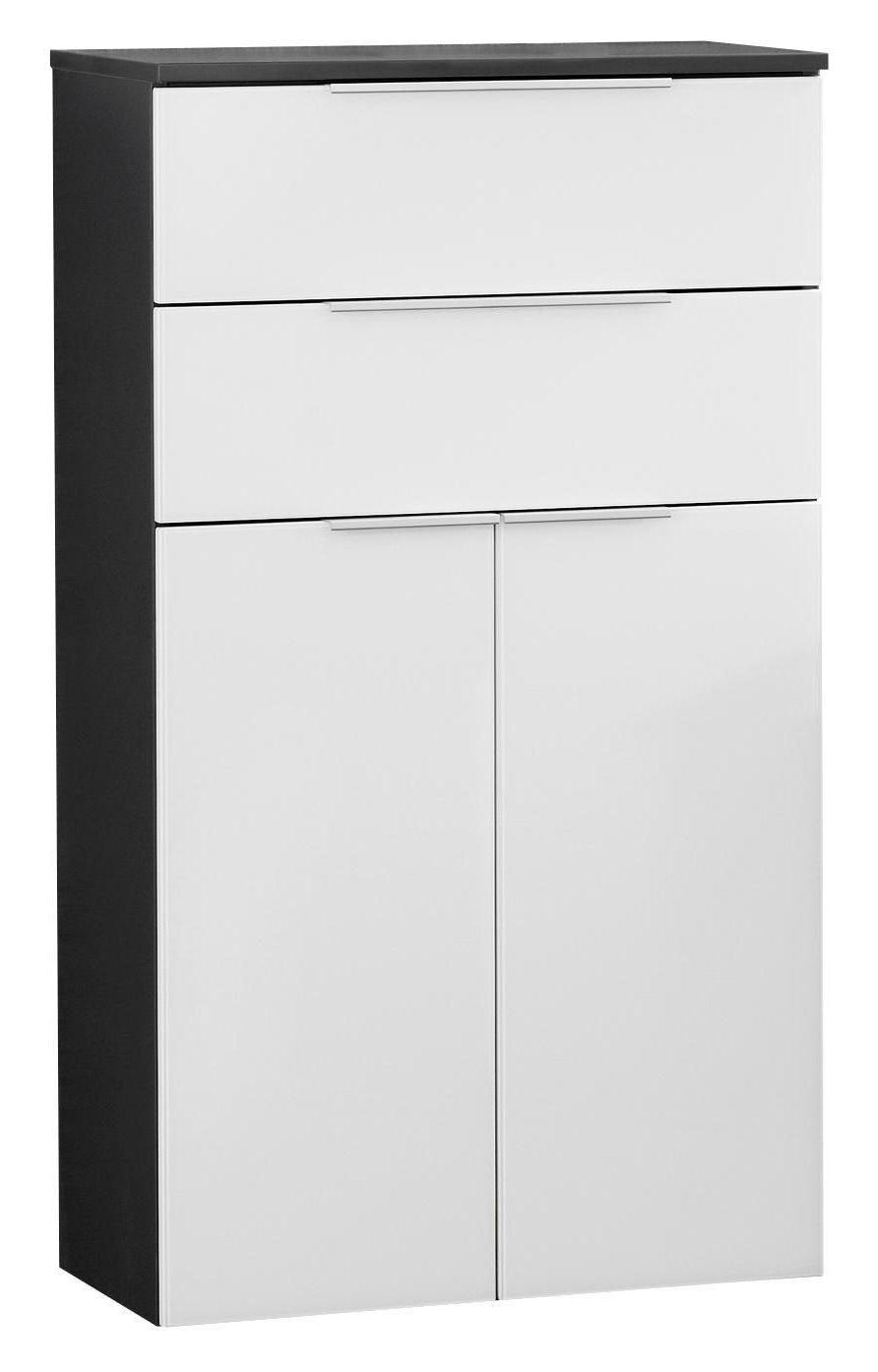 Midischrank "Kara Chess" , weiß, anthrazit - Anthrazit/Silberfarben, MODERN, Glas/Holzwerkstoff (61/106,5/32cm) - MID.YOU