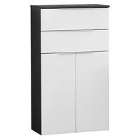Midischrank "Kara Chess" , weiß, anthrazit - Anthrazit/Silberfarben, MODERN, Glas/Holzwerkstoff (61/106,5/32cm) - MID.YOU