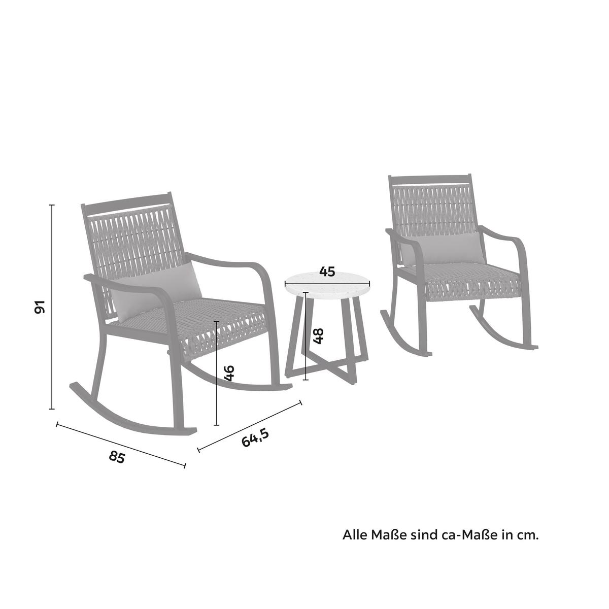 Balkonset Mathilda Hellgrau Outdoorstoff/Metall +Abdeckung - Hellgrau/Schwarz, MODERN, Kunststoff/Textil - Bessagi Garden