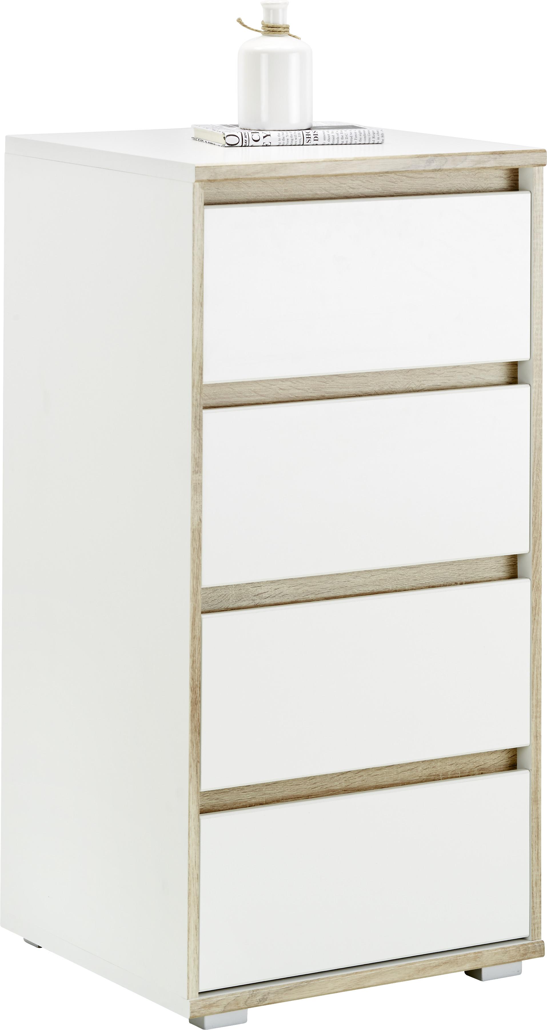 Comodă Pluto - stejar Sonoma/alb, Modern, material pe bază de lemn (50/103/48cm) - Modern Living