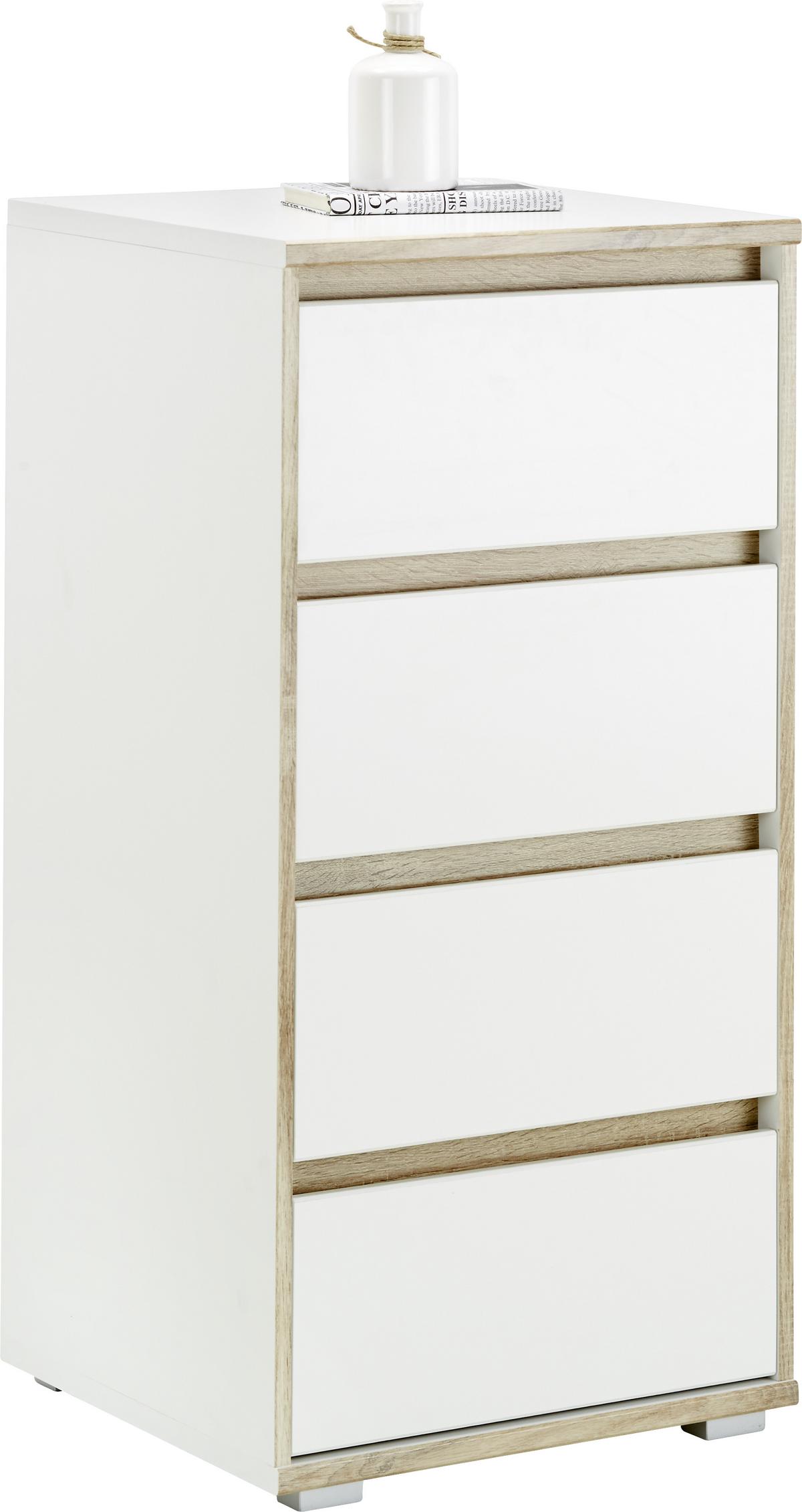 Comodă Pluto - stejar Sonoma/alb, Modern, material pe bază de lemn (50/103/48cm) - Modern Living