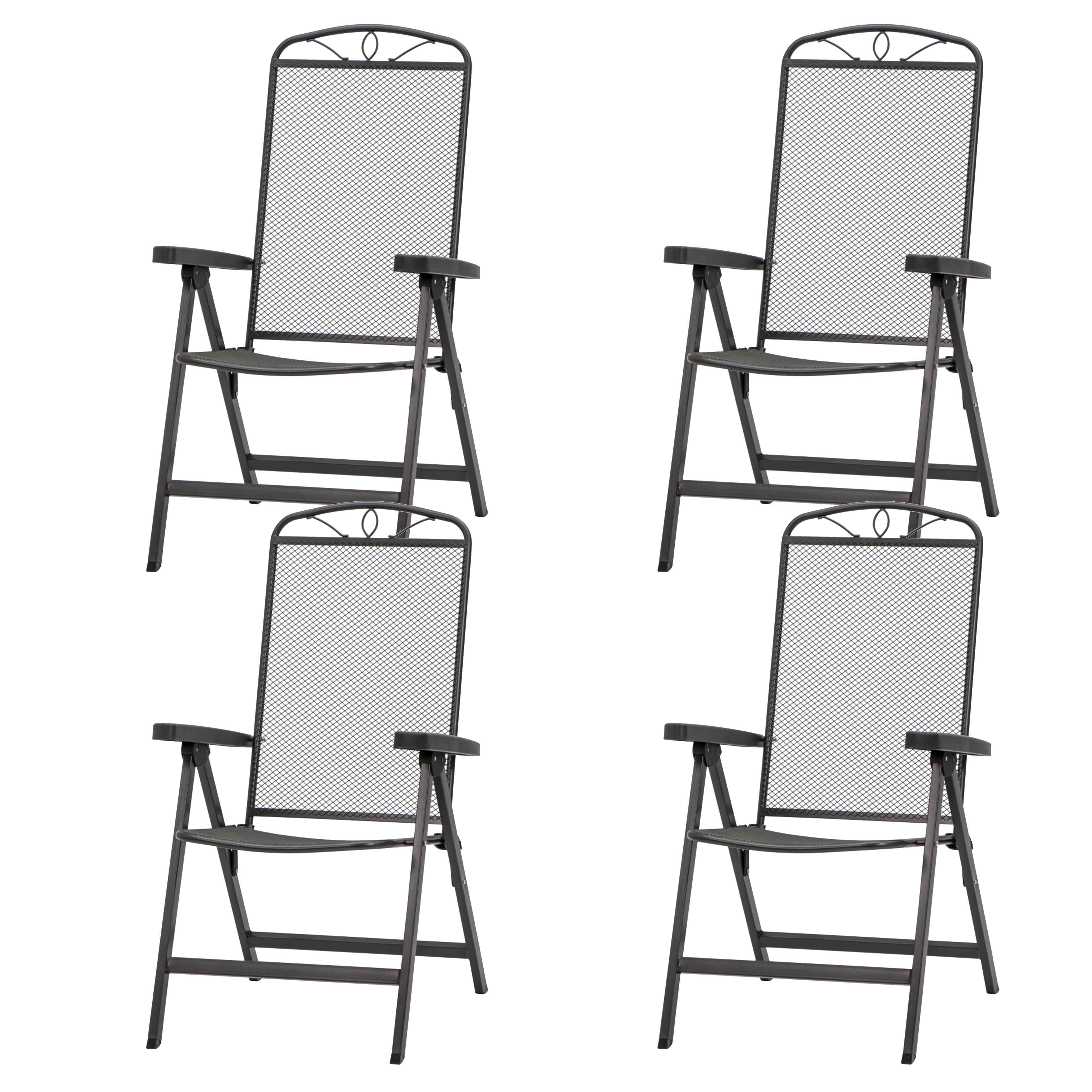 Gartenklappstuhl-Set Elda 4-tlg. Anthrazit - Anthrazit, Basics, Metall (65/103/60cm) - Siena Garden