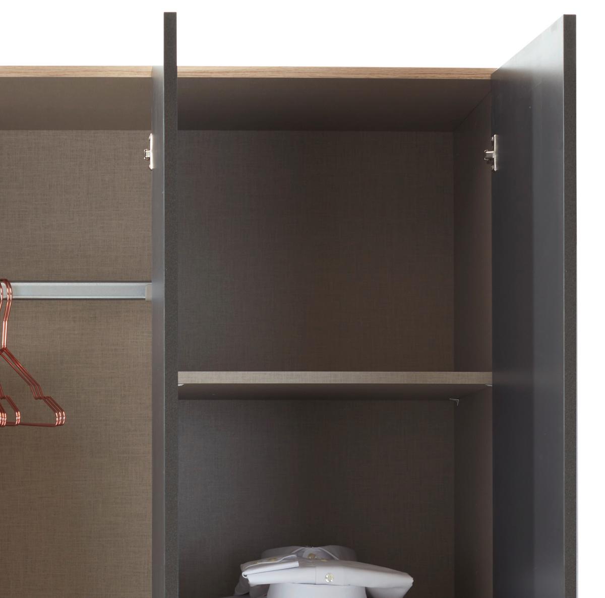 Omara Za Oblačila Celle Extra, Temno Siva, Barva Hrasta - srebrne barve/temno siva, Design, umetna masa/leseni material (136/197/54cm) - Mömax