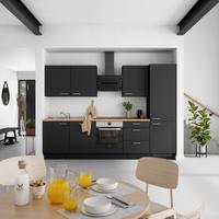 Küchenblock Touch High m. Geräten Schwarz - Edelstahlfarben/Eichefarben, MODERN, Holzwerkstoff/Metall (300cm) - Nobilia