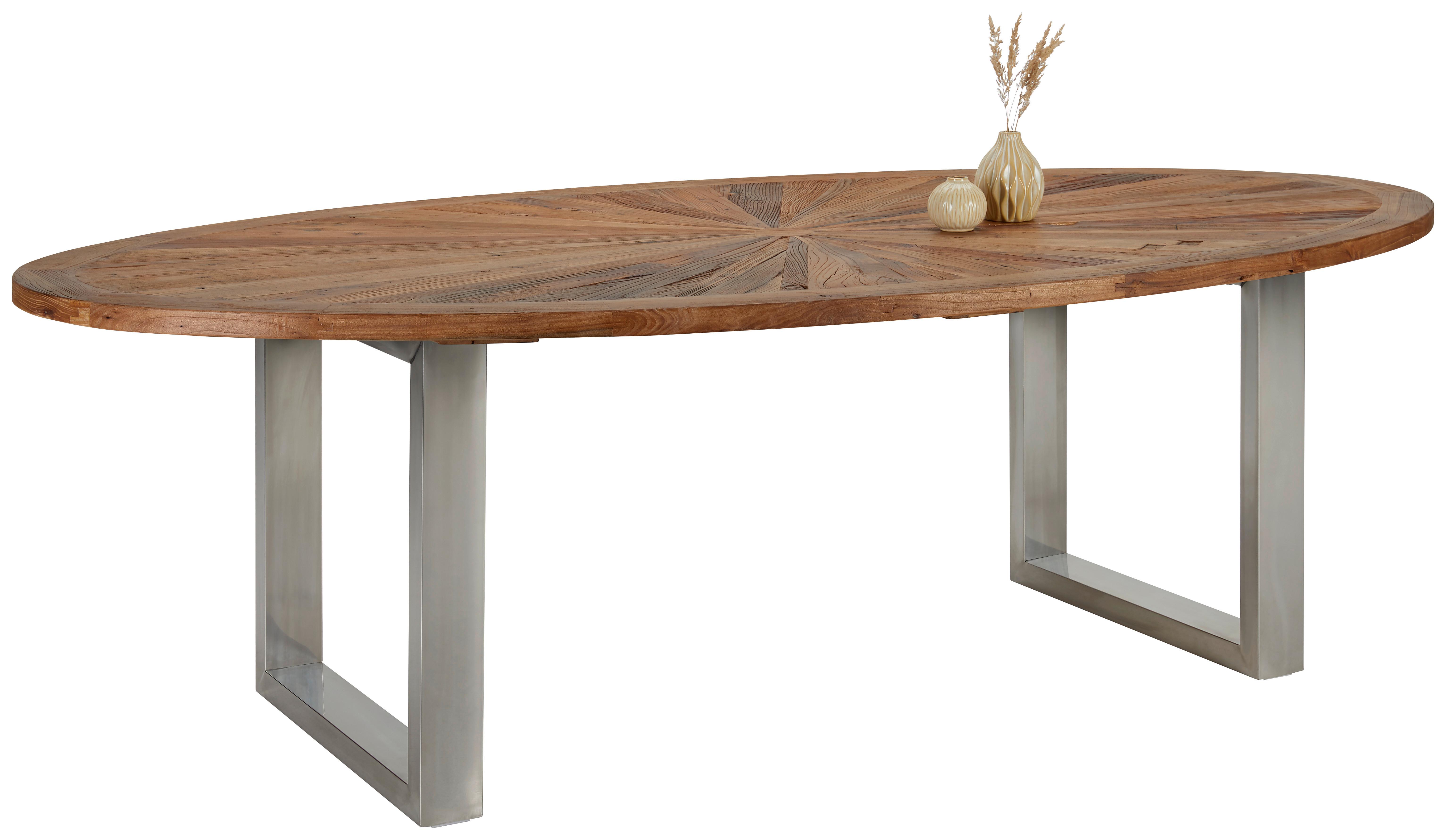 Esstisch Attenzione Braun massiv ca. 254x135x78cm - Alufarben/Braun, LIFESTYLE, Holz/Metall (254/78/135cm) - Premium Living