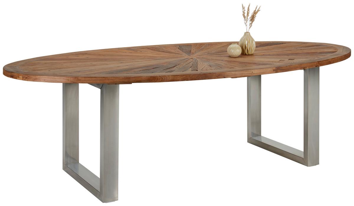 Esstisch in Braun massiv - Alufarben/Braun, Lifestyle, Holz/Metall (254/78/135cm) - Premium Living