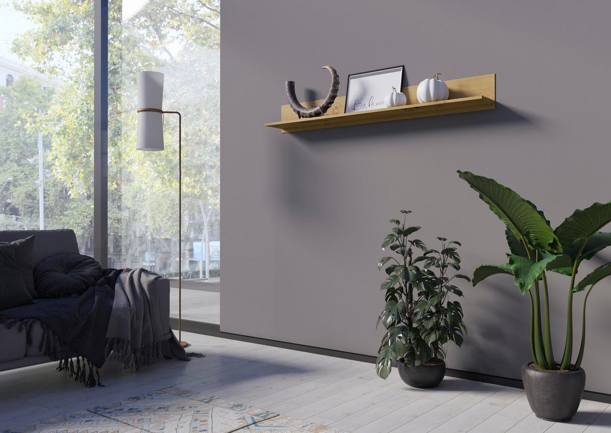 Stenska Polica Luci, Barva Hrasta - hrast artisan, Trend, leseni material (160/20/20cm) - Modern Living