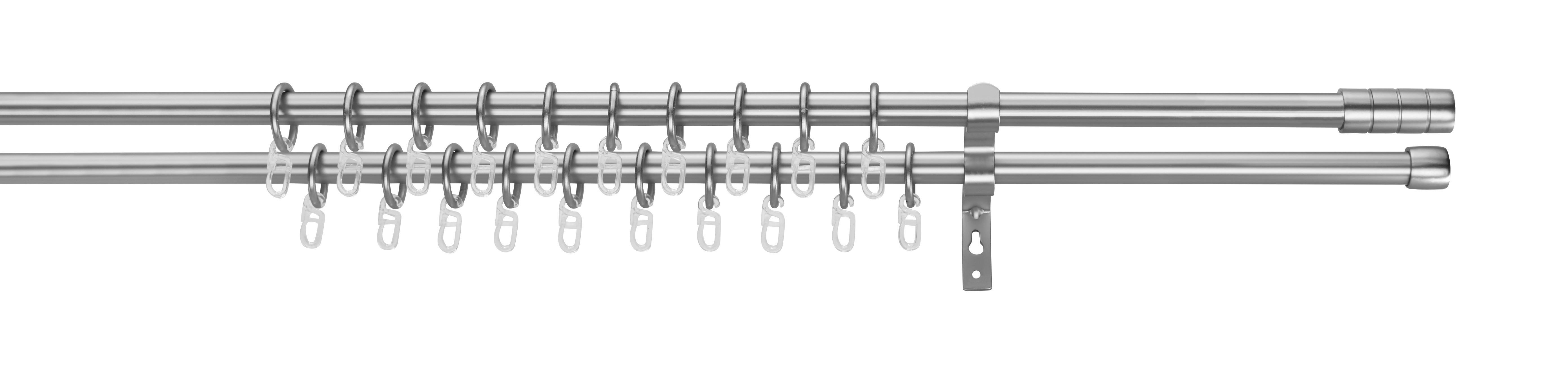 Vorhangstangenset Joo 2 aus Metall - Edelstahlfarben, Metall (130-240/0cm) - Premium Living