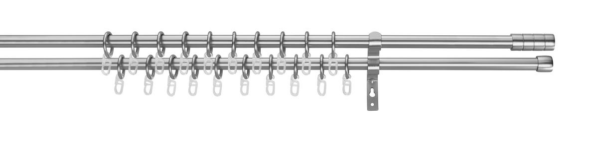 Vorhangstangenset Joo 2 aus Metall - Edelstahlfarben, Metall (130-240/0cm) - Premium Living