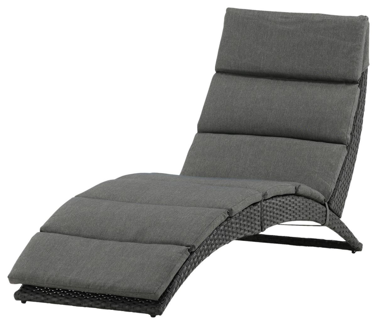Sonnenliege Archie ca. 64x84x158 cm Schwarz - Schwarz, KONVENTIONELL, Kunststoff (64/84/158cm) - Gardenson