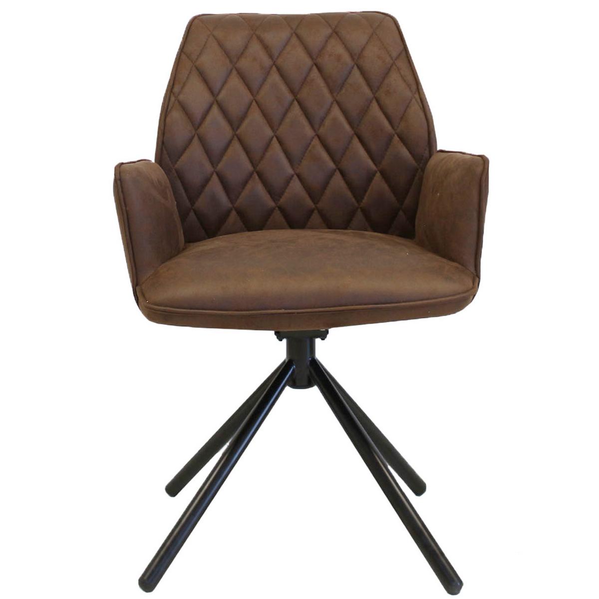 Armlehnstuhl Donny ca. 58x92 cm Braun - Dunkelbraun/Schwarz, LIFESTYLE, Textil/Metall (58/92/52cm) - MID.YOU
