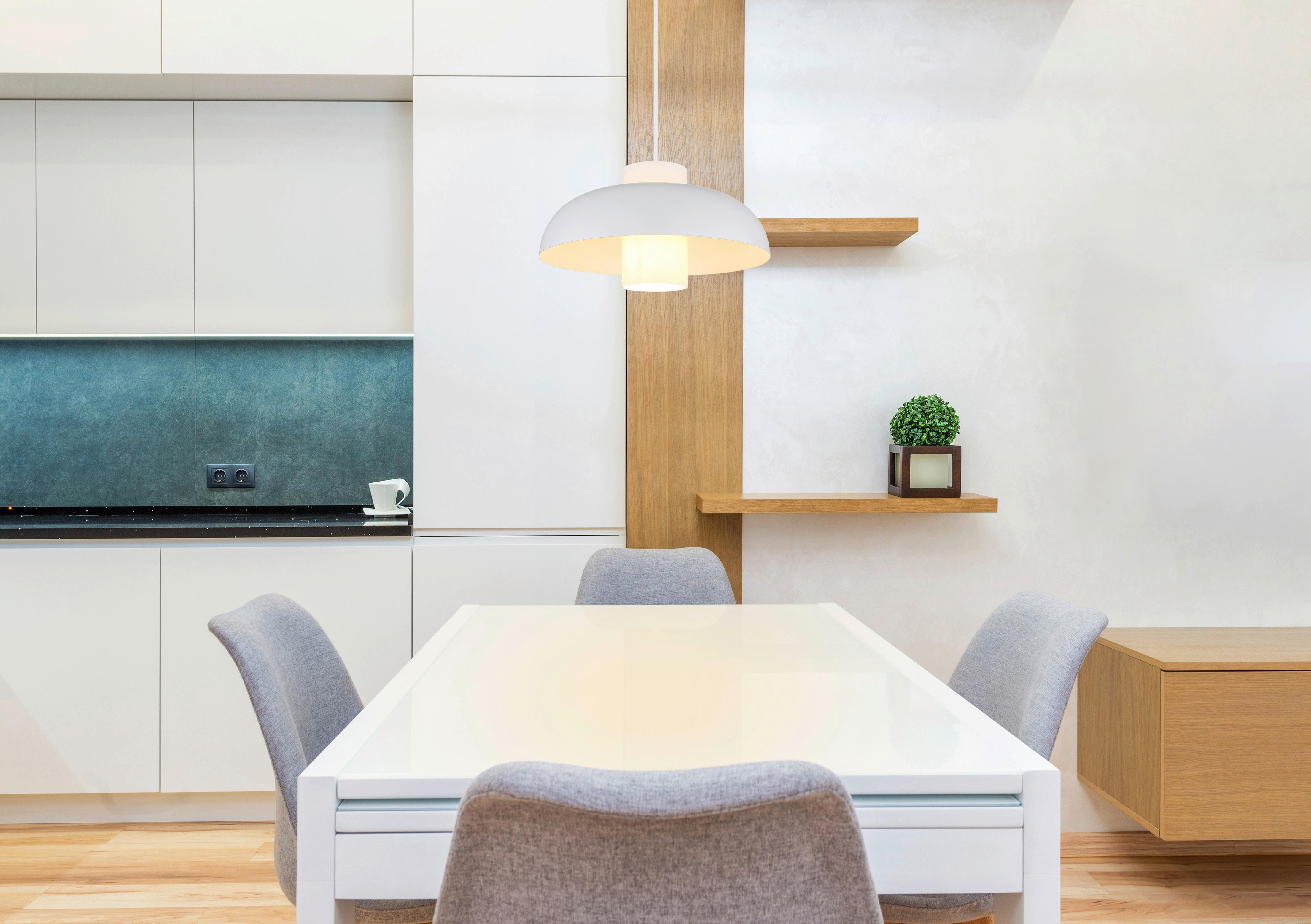 HÄNGELEUCHTE 15755W - Weiss/Opal, Trend, Glas/Textil (38/120cm) - Globo