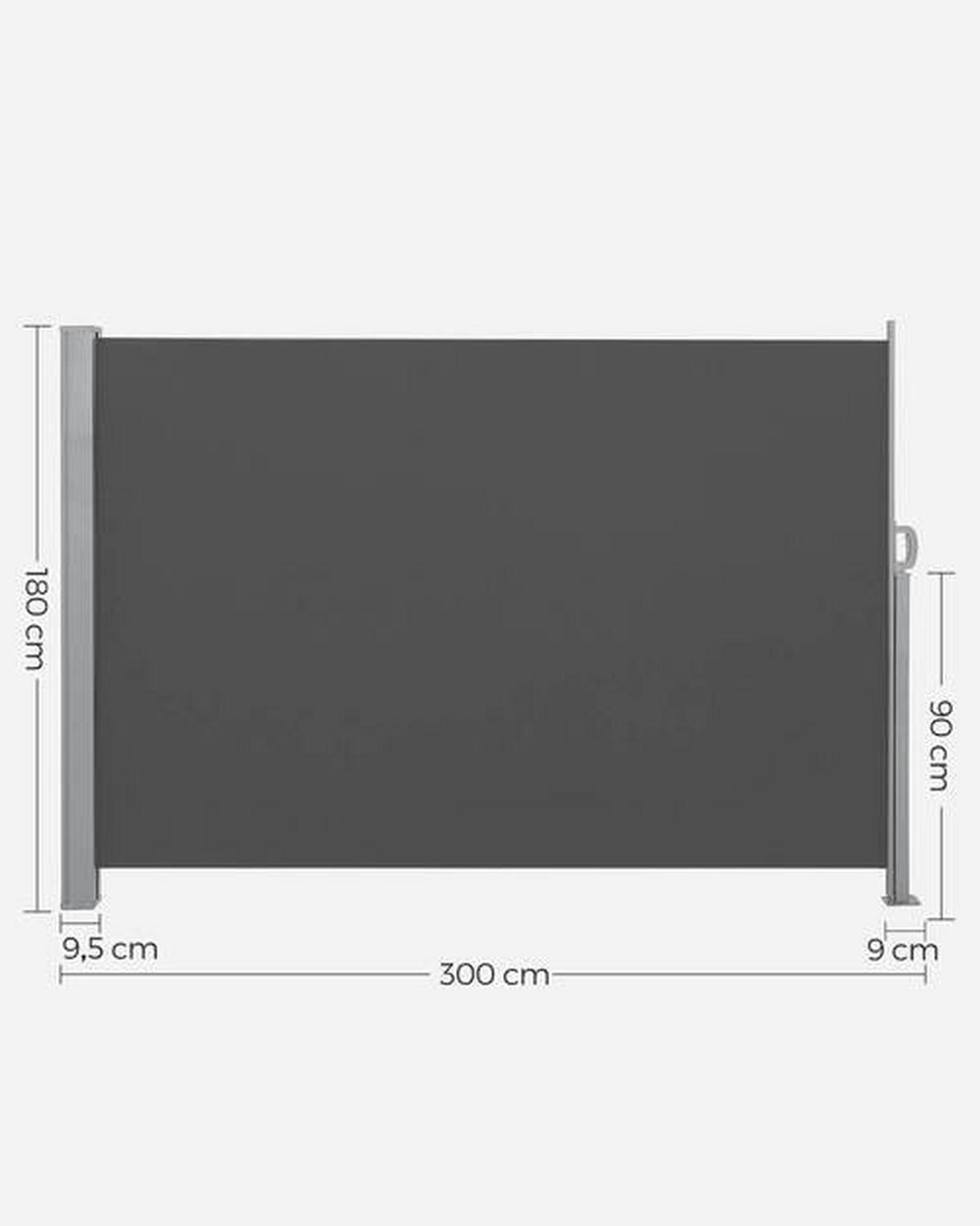 Rollbare Seitenmarkise Grau ca. 300x180cm - Dunkelgrau/Grau, Basics, Textil/Metall (300/180cm) - Modante