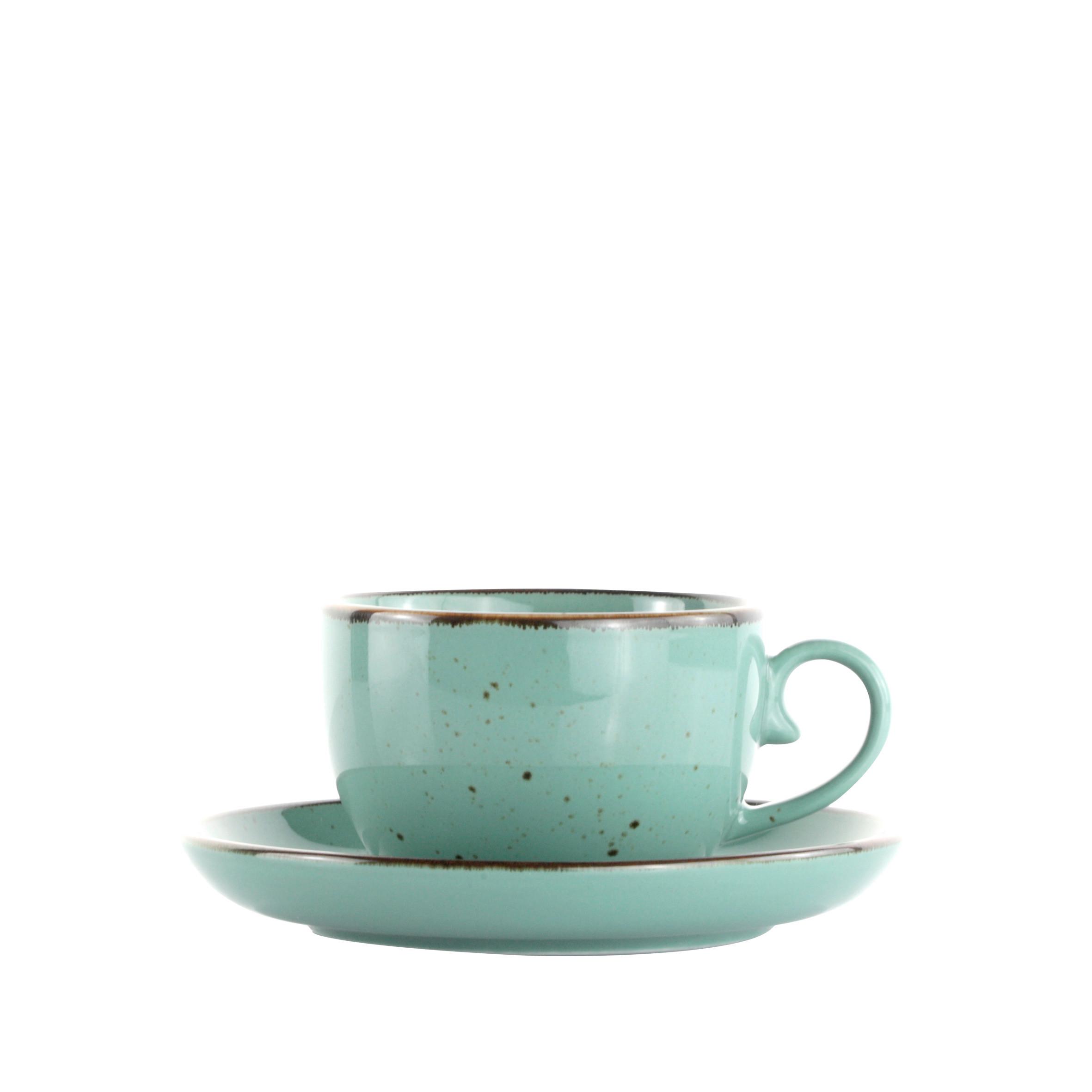 Kaffeetasse mit Untertasse Capri Grün - Grün, Modern, Keramik - Mömax