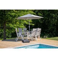 Gartentischgruppe Brekki Weiß, pulverbeschichtet - Weiß, KONVENTIONELL, Glas/Metall - Gardenson