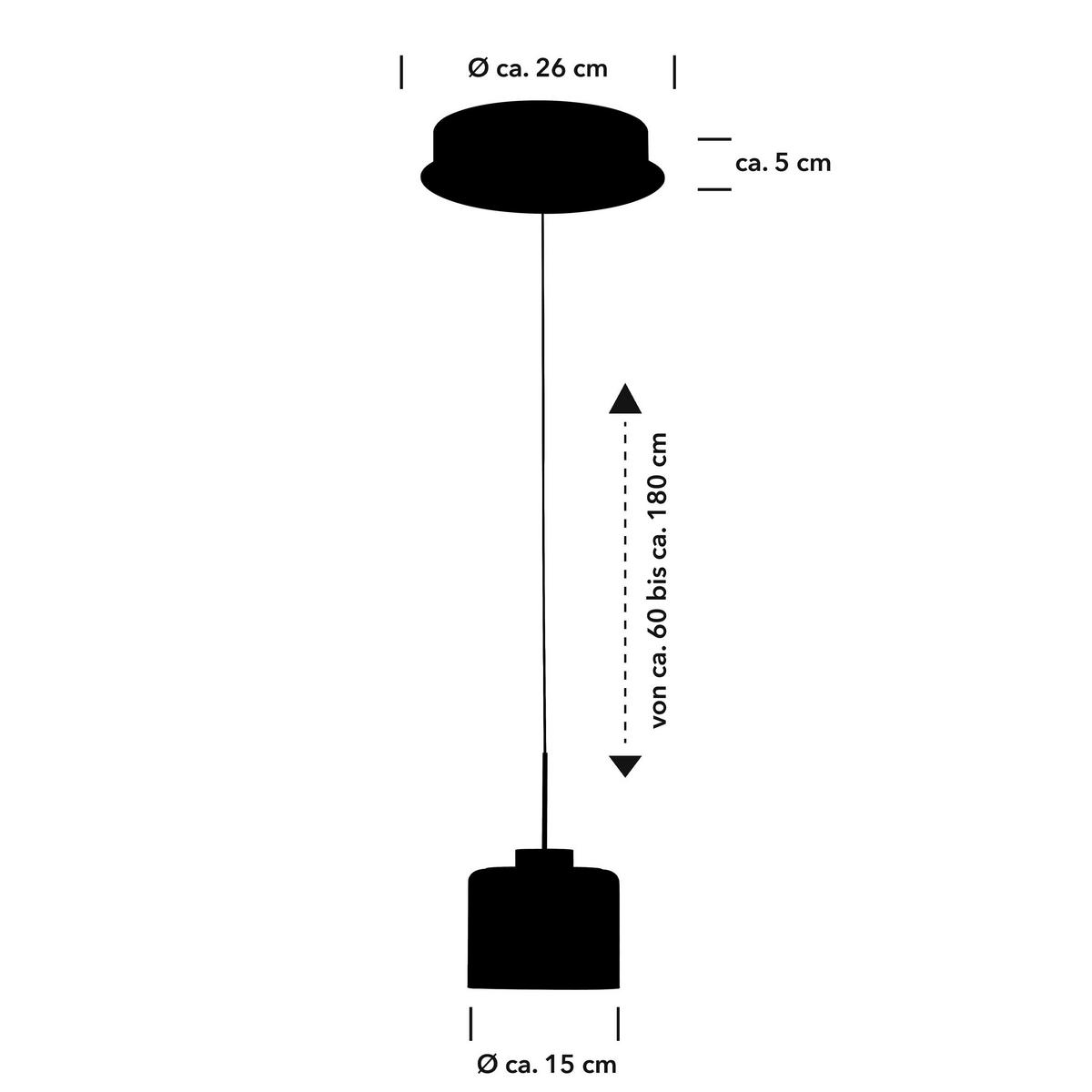 LAMPA WISZĄCA LED 20648/1-39 KLARA - antracytowy, Basics, metal (26/60-180cm) - elements by BANKAMP