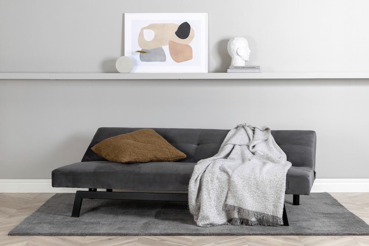 SCHLAFSOFA BODIL - Dunkelgrau, Design, Textil/Metall (180/80/55cm) - Livetastic