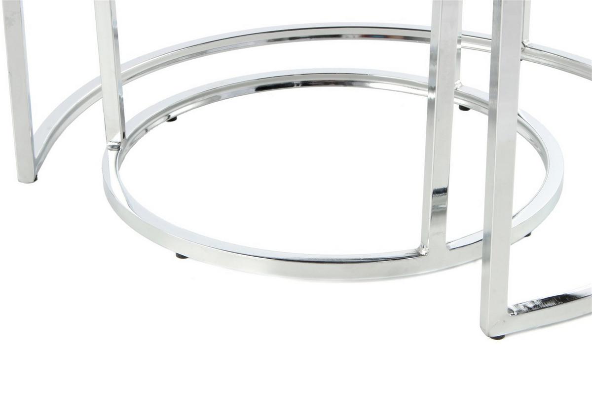 Hockerset Becky 800 - Silberfarben/Grau, Design, Textil/Metall (40-60/32-41cm) - Kayoom