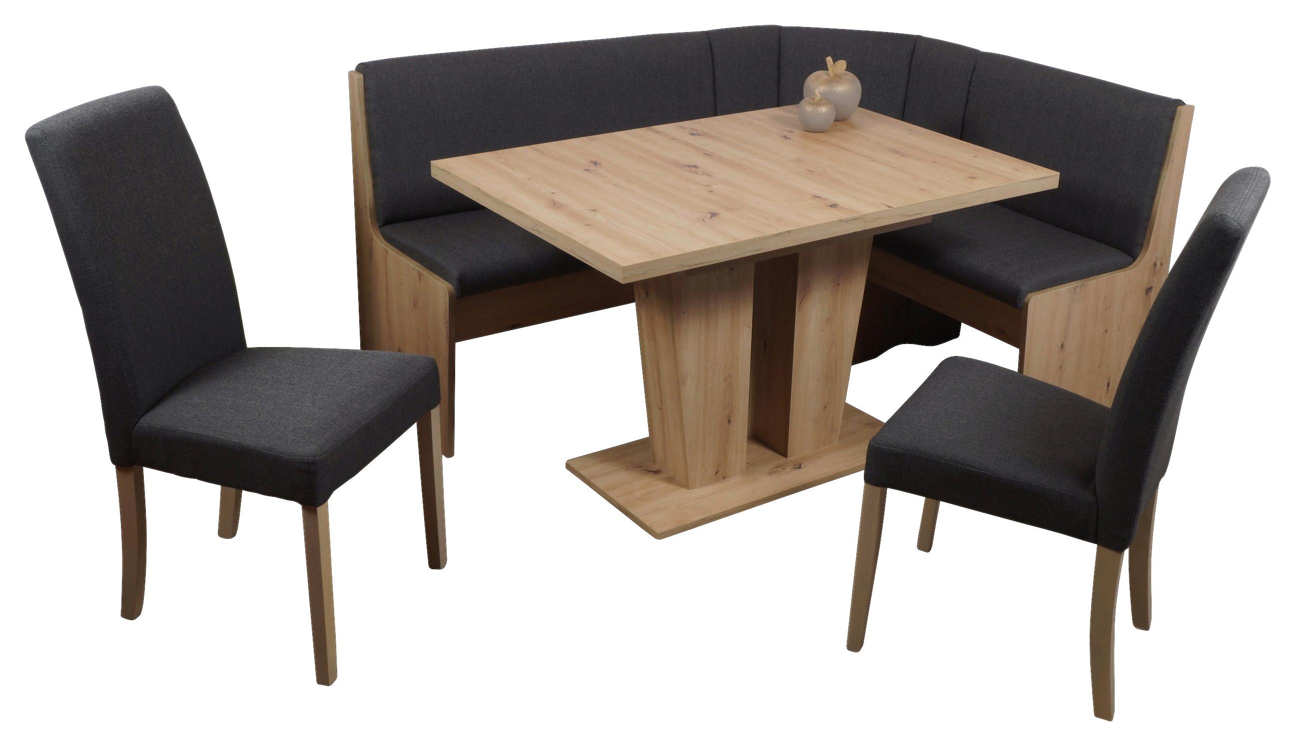 Eckbankgruppe Duisburg 4-tlg. Eiche Artisan/Grau - Dunkelgrau/Eiche Artisan, KONVENTIONELL, Holz/Holzwerkstoff (125/165cm) - P & B