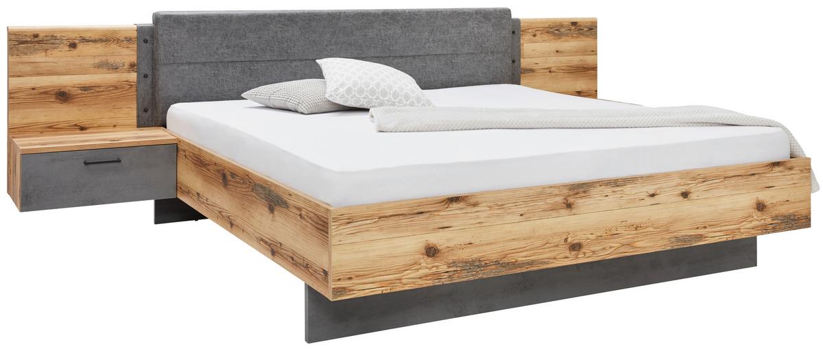 Set Kreveta I Noćnih Ormarića Alicante - siva/boje smreke, Moderno, drvni materijal/tekstil (180/200cm) - Modern Living