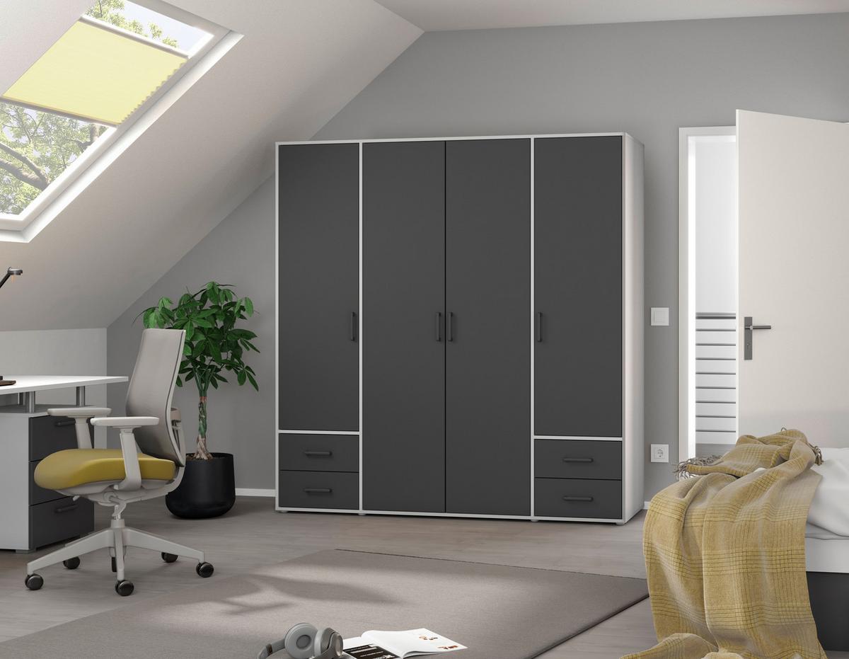 DULAP USI ROTATIVE VOYAGER - alb/gri, Modern, material pe bază de lemn (187/194/53cm) - Modern Living