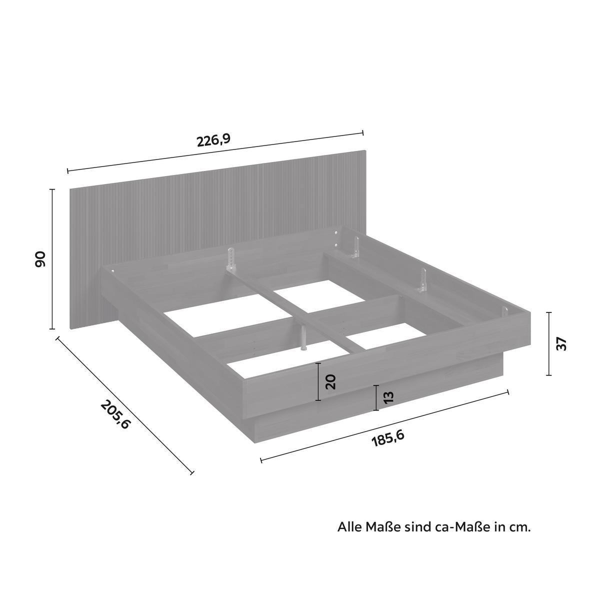 Bett Duna ca. 180x200 cm Kernbuche Echtholz - Kernbuche, MODERN, Holz (180/200cm) - Bessagi Home