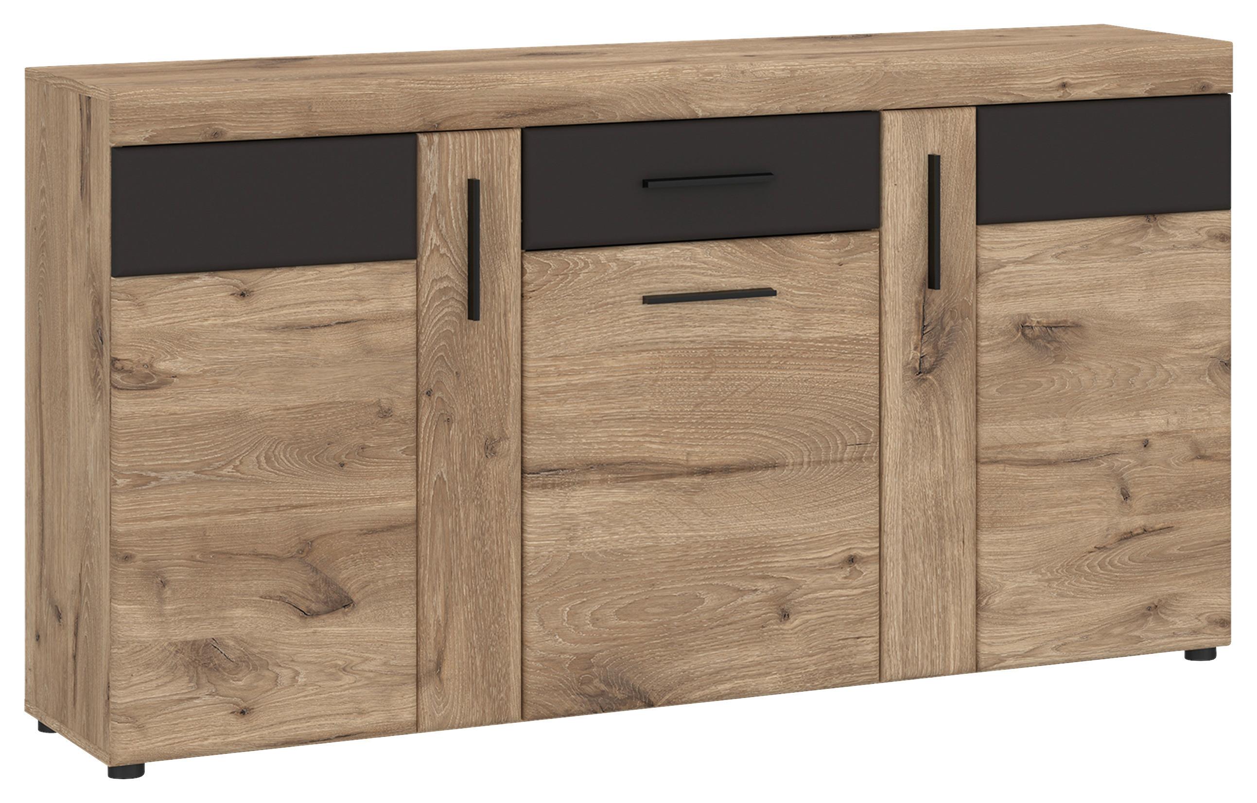Komoda Grano - boje hrasta/tamno siva, Trend, drvni materijal/plastika (157/86/40,9cm) - Modern Living