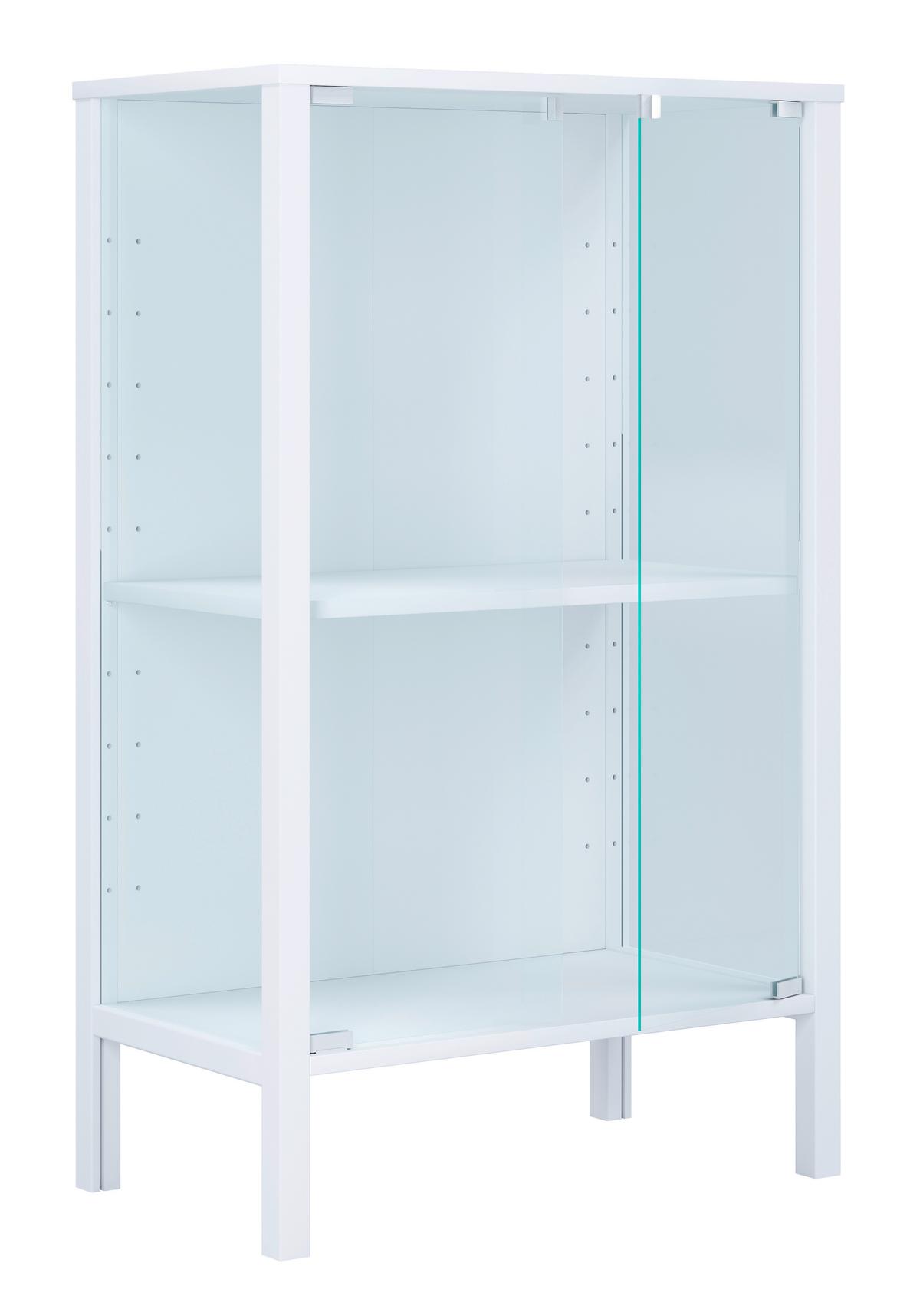 Vitrine Jensol Weiß/Klar - Klar/Weiß, Design, Glas/Holzwerkstoff (60/80/35cm) - Livetastic