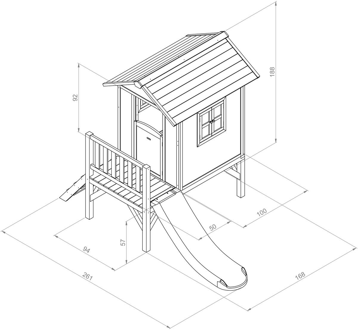 Spielhaus Lodge XL in Weiß/Grau - Weiß/Grau, Basics, Holz (261/189/168cm) - Ambia Garden