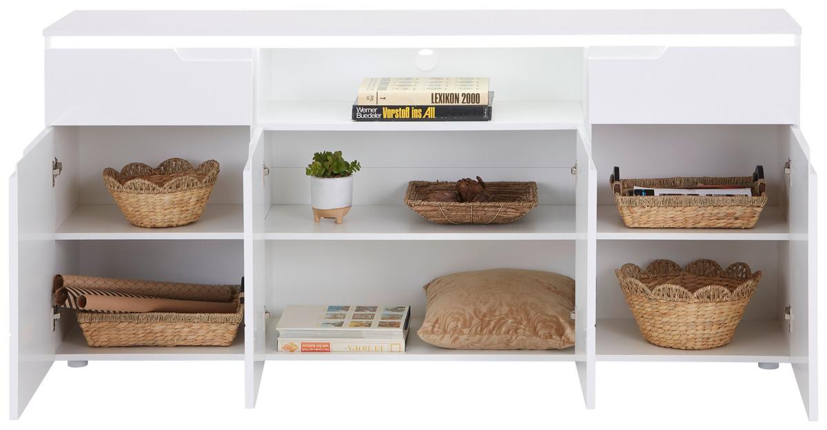 Komoda Hilton - bijela/bijela visoki sjaj, Moderno, drvni materijal/plastika (180/83,6/40cm) - Modern Living