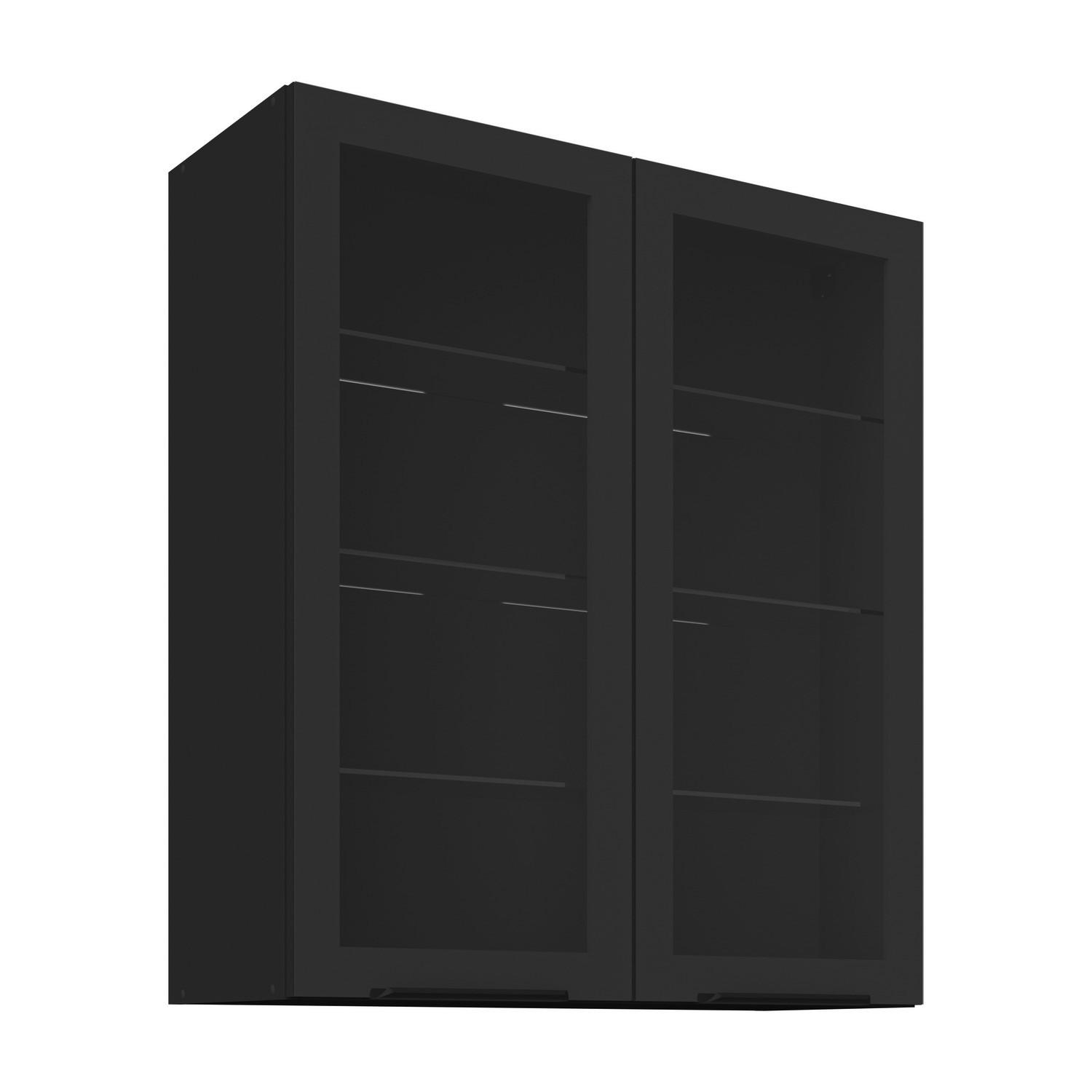 Corp superior de bucatarie ARONA - negru, Modern, sticlă/material pe bază de lemn (80/90/31cm)