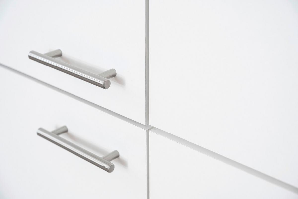 Küchenzeile Economy m. Geräten Weiß/Nussbaum B: ca. 250 cm - Edelstahlfarben/Nussbaumfarben, Basics, Holzwerkstoff/Metall (250cm) - Respekta