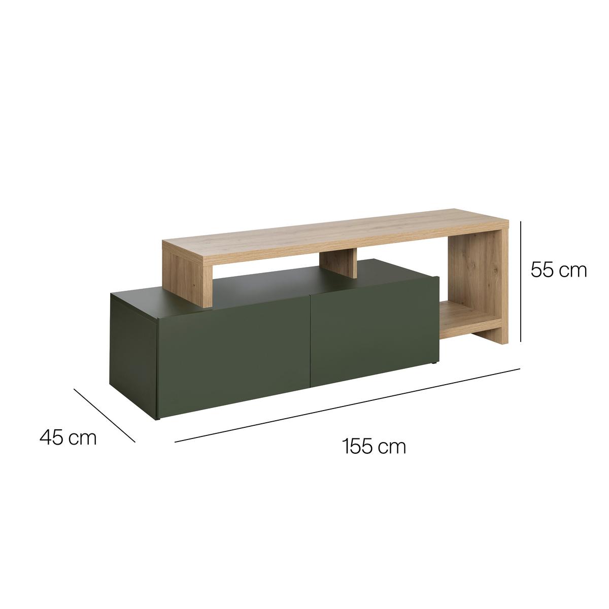 Tv-element Craft, Zelena, Barva Hrasta - črna/zelena, Basics, leseni material (155/50/45cm) - Livetastic