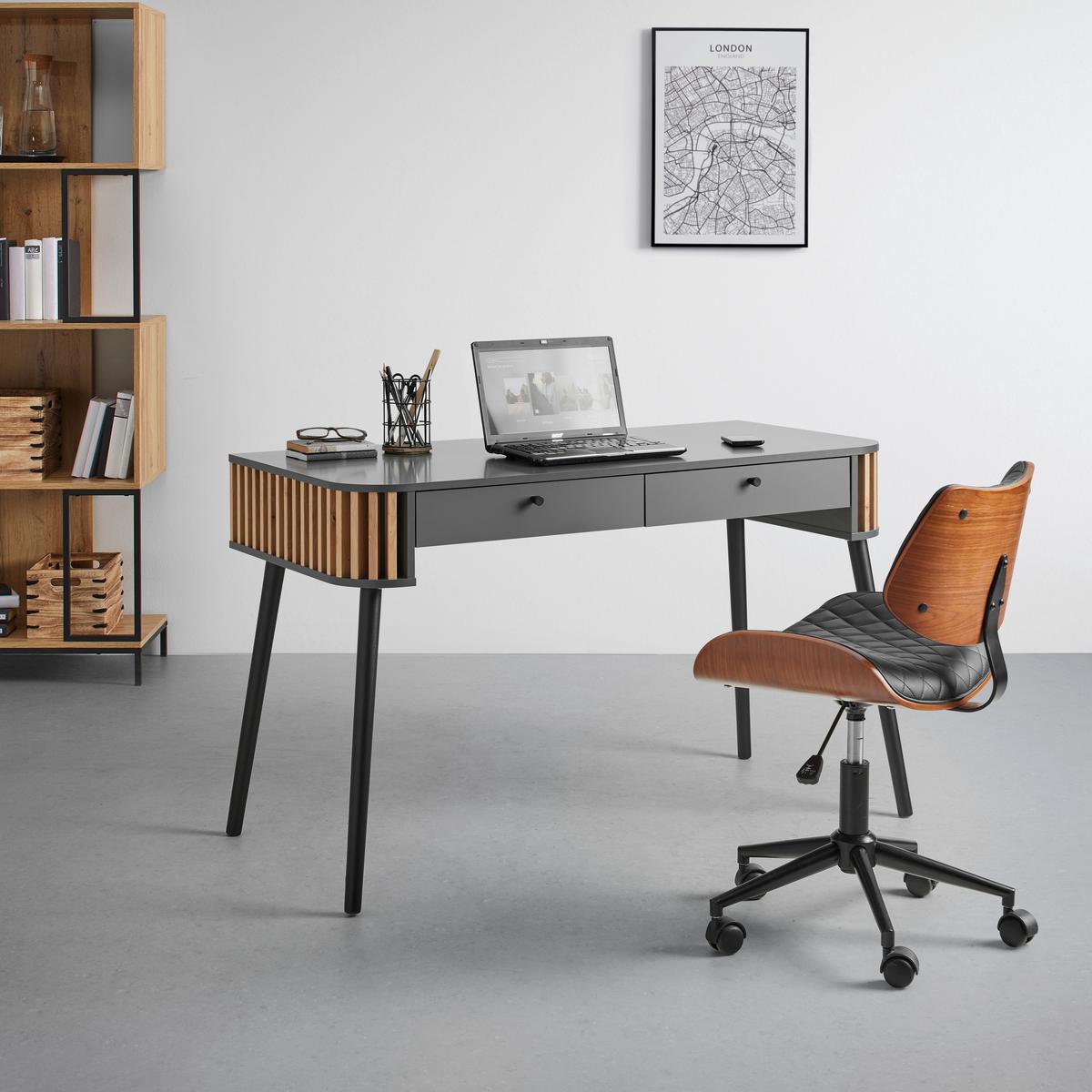 Schreibtisch Pure in Grau/Eiche Artisan - Grau, Design, Holzwerkstoff (120/76/60cm) - Premium Living