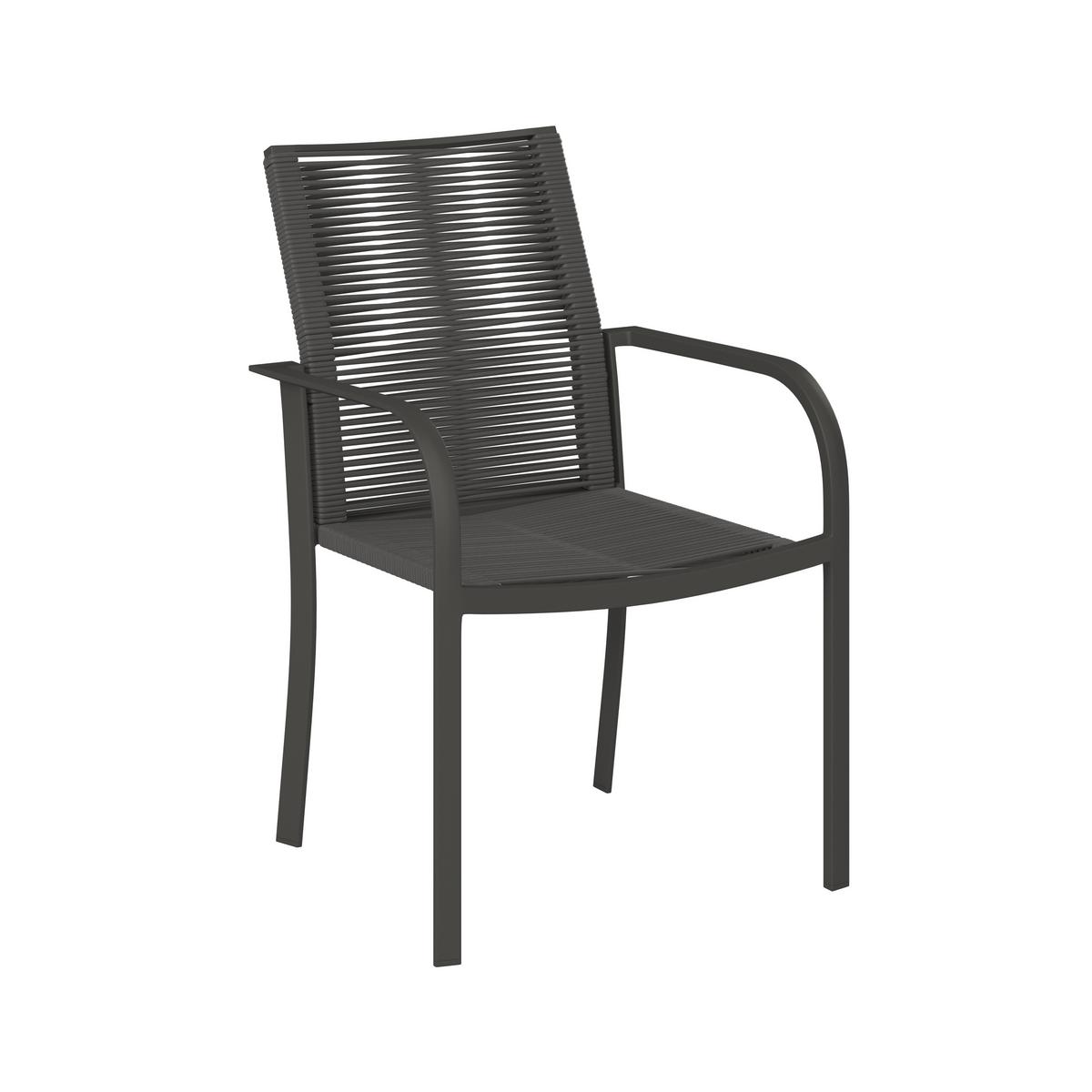 KRZESŁO OGRODOWE ISCHIA - antracytowy/szary, Modern, tworzywo sztuczne/metal (56.5/87/65cm) - Ambia Garden