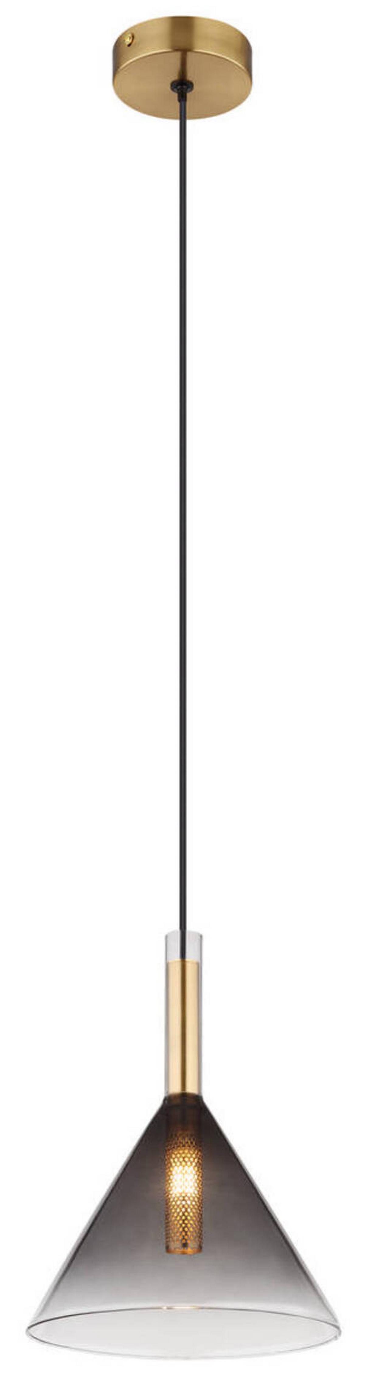 Hängeleuchte Elisabeth Messingfarben max. 10 Watt - Klar/Messingfarben, Design, Glas/Metall (20/120cm) - Globo