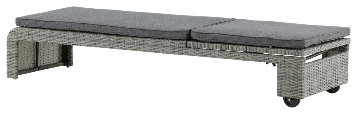 Sonnenliege London ca. 60x32x196 cm Grau - Grau, KONVENTIONELL, Kunststoff/Textil (60/32/196cm) - Gardenson
