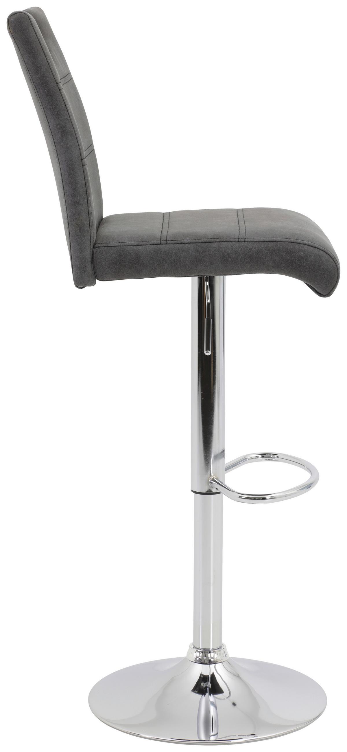 STOŁEK BAROWY MIRANDA II H - antracytowy/kolor chromowy, Konventionell, metal/tkanina (38/97-119/50cm) - Carryhome