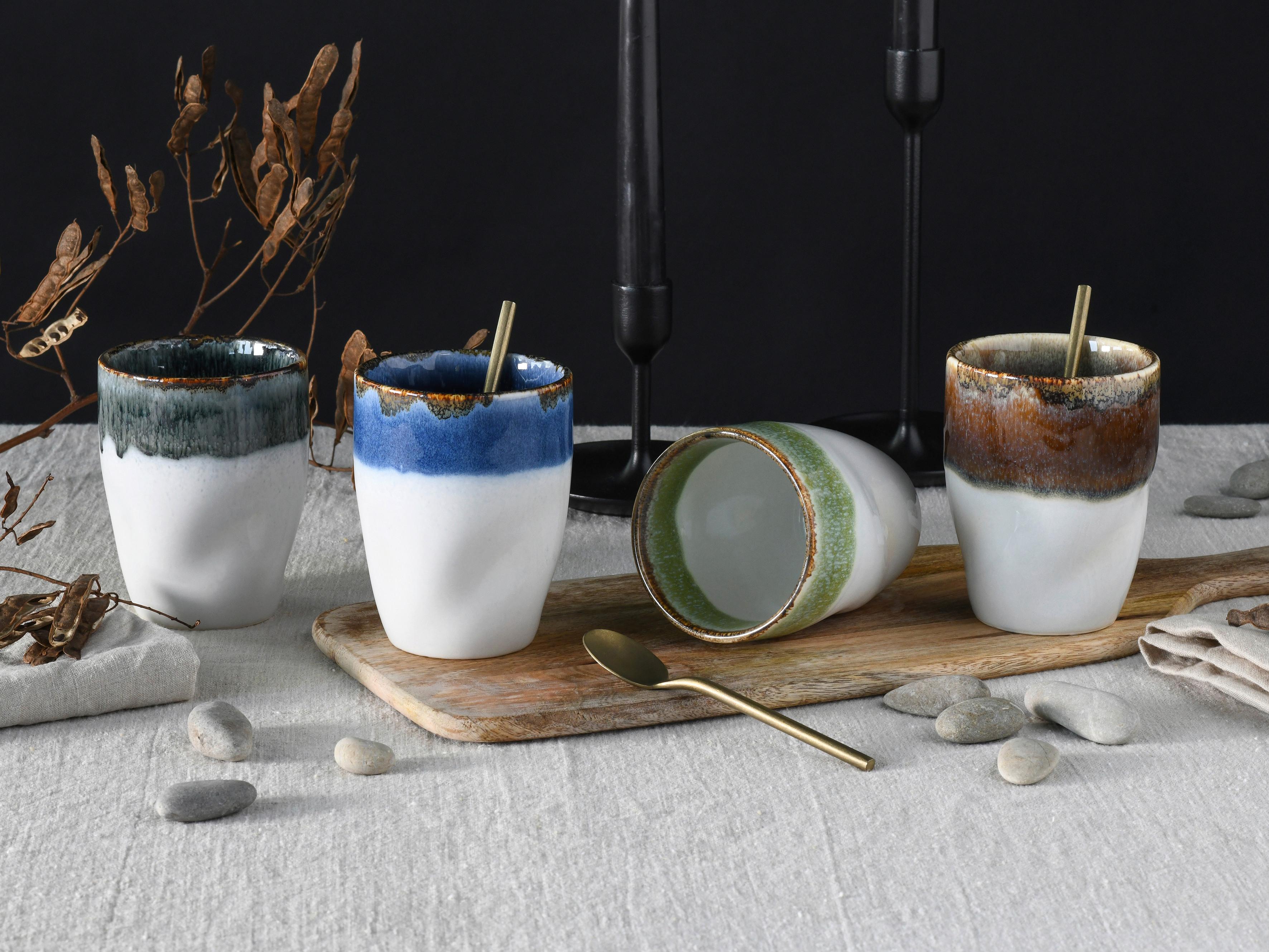 Set Skodelic Squeezy Cascade, 4-Delni - večbarvno, Basics, keramika (300ml) - Creatable