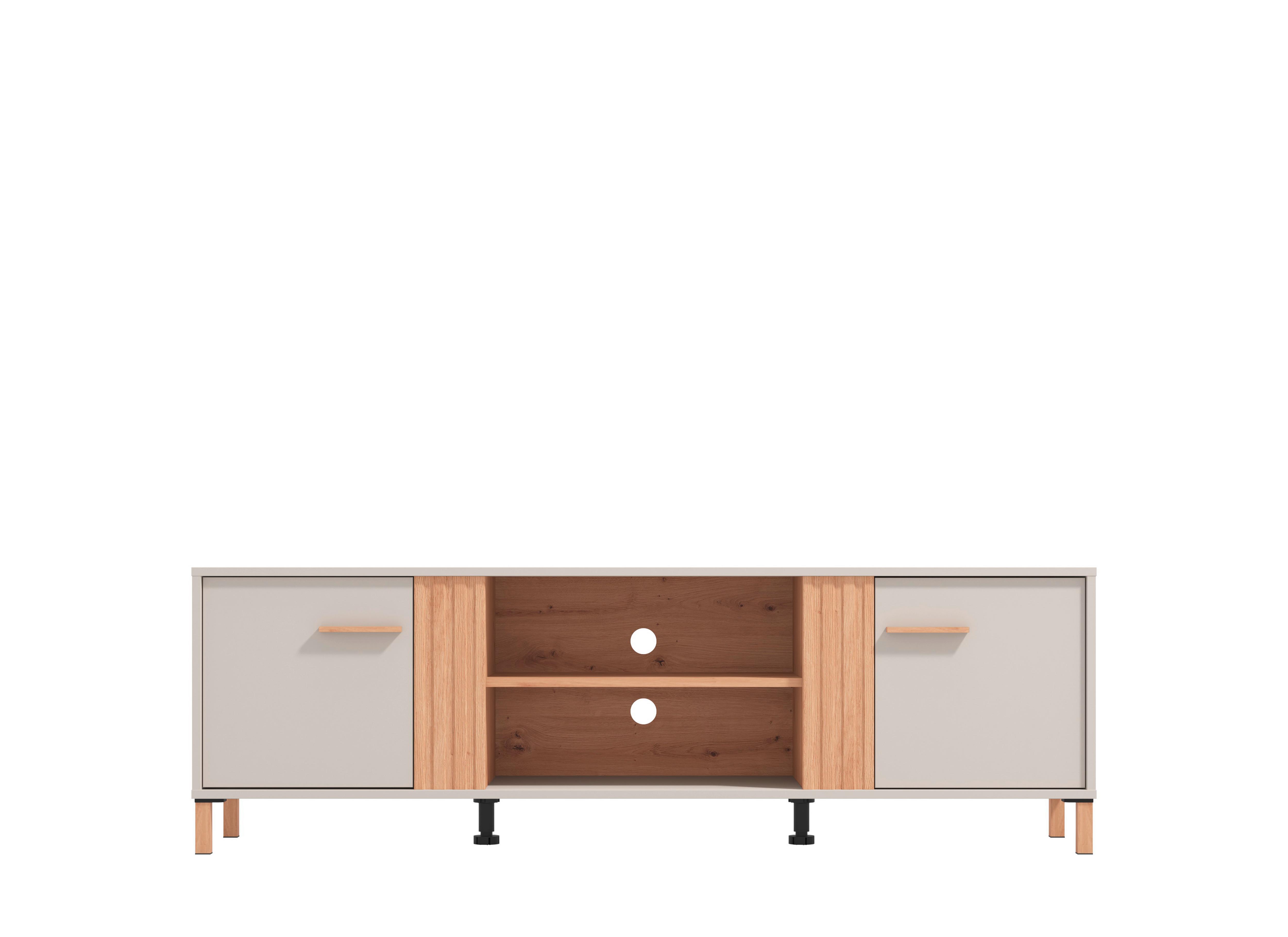 Tv Elem Belfort - tölgyfa/fehér, Modern, faalapú anyag (163,5/52/40cm)