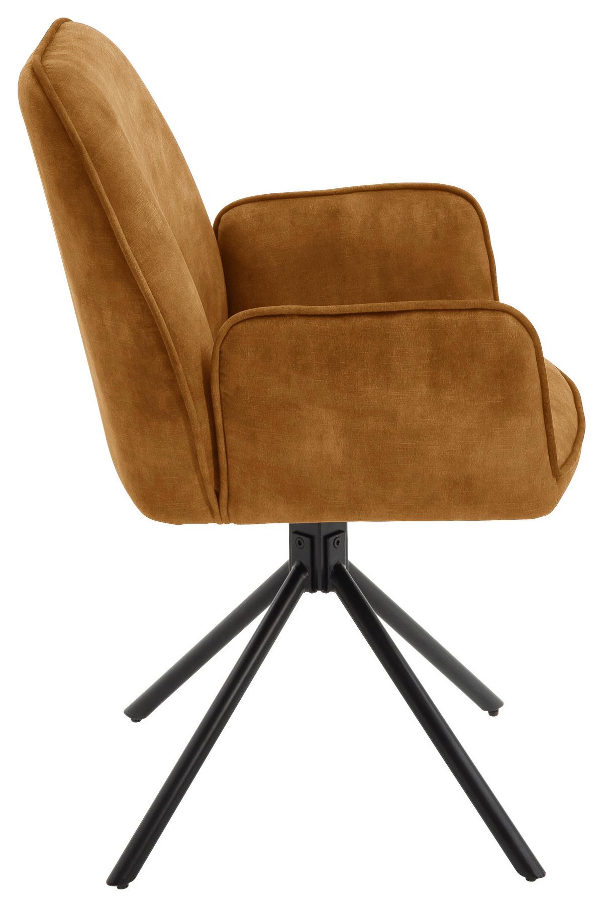 Armlehnstuhl Ottawa Currygelb - Currygelb/Schwarz, Modern, Textil/Metall (60/89/64cm) - Premium Living
