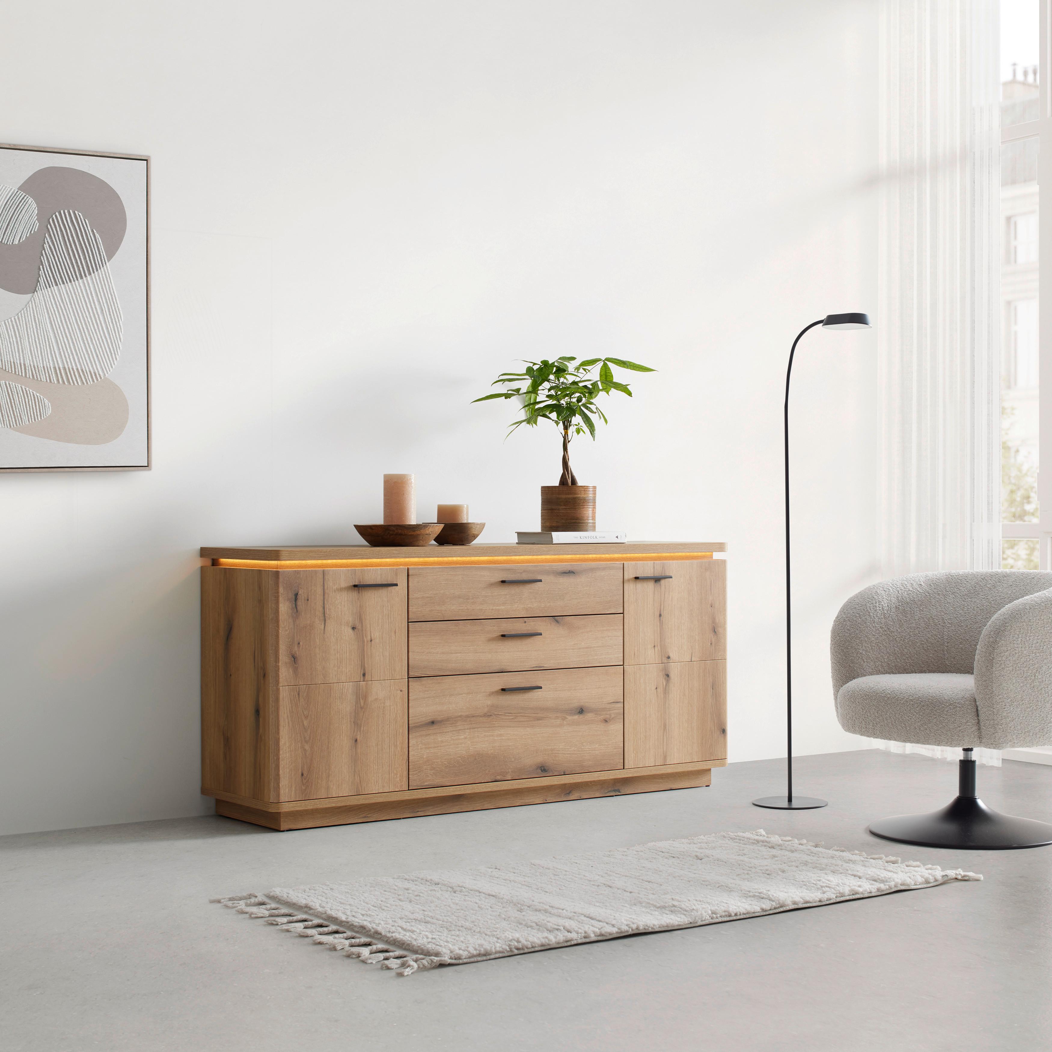 Sideboard Alameda Eichefarben - Eichefarben/Anthrazit, Modern, Holzwerkstoff/Metall (170/81/44cm) - Mömax