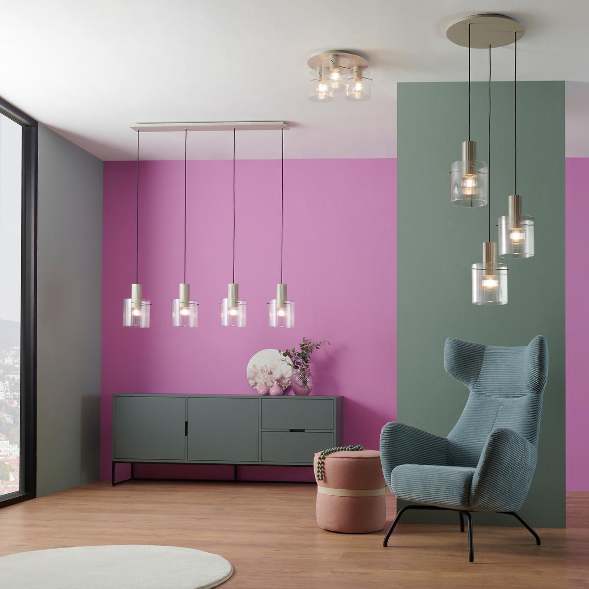 LAMPA WISZĄCA 70138A09 GÖTEBORG - beżowy/przezroczysty, Konventionell, metal/szkło (123/18/150cm) - Dieter Knoll