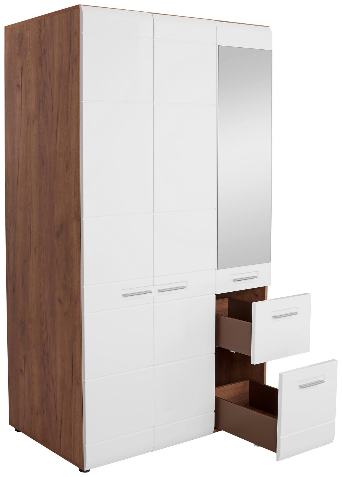 Omara Za Oblačila Avensis New, Bela, Temni Hrast, Ogledalo - barve hrasta/bela, Konvencionalno, umetna masa/leseni material (120/205,7cm) - Mömax